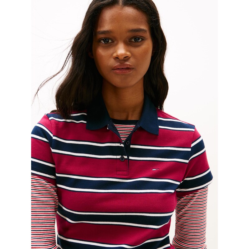 Tommy Jeans Majica 'ESSENTIAL' mornarska / rdeča / bela