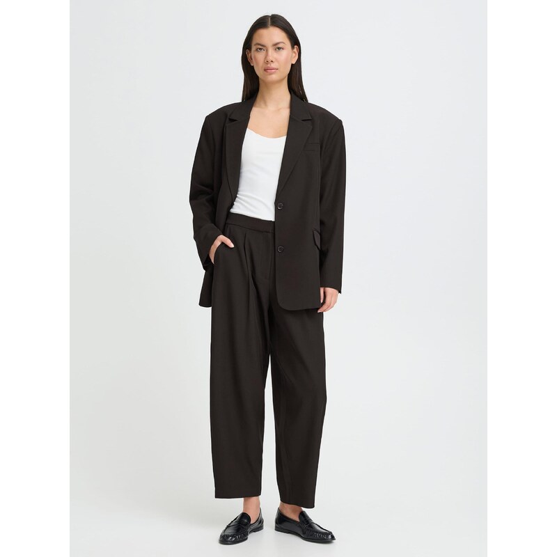 ICHI Hlače z naborki 'IHFava' črna