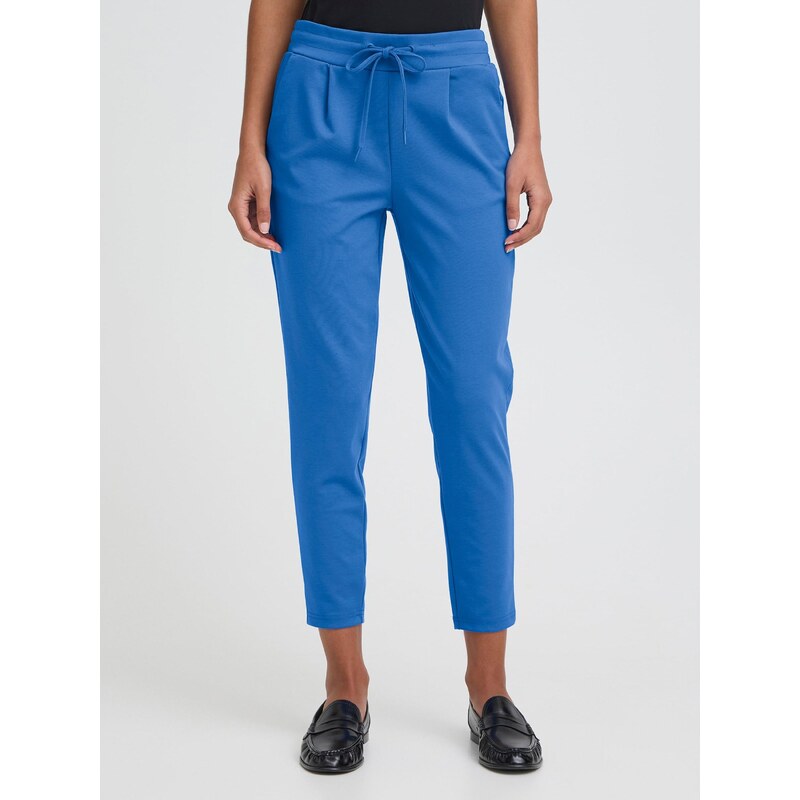 ICHI Hlače z naborki 'IHKATE' modra