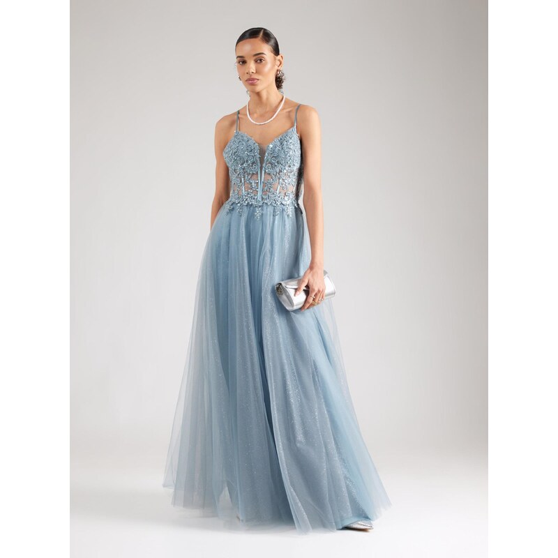 LUXUAR Večerna obleka dimno modra