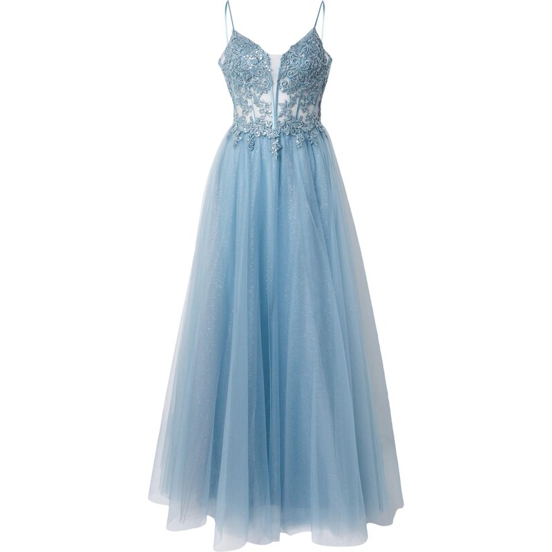 LUXUAR Večerna obleka dimno modra