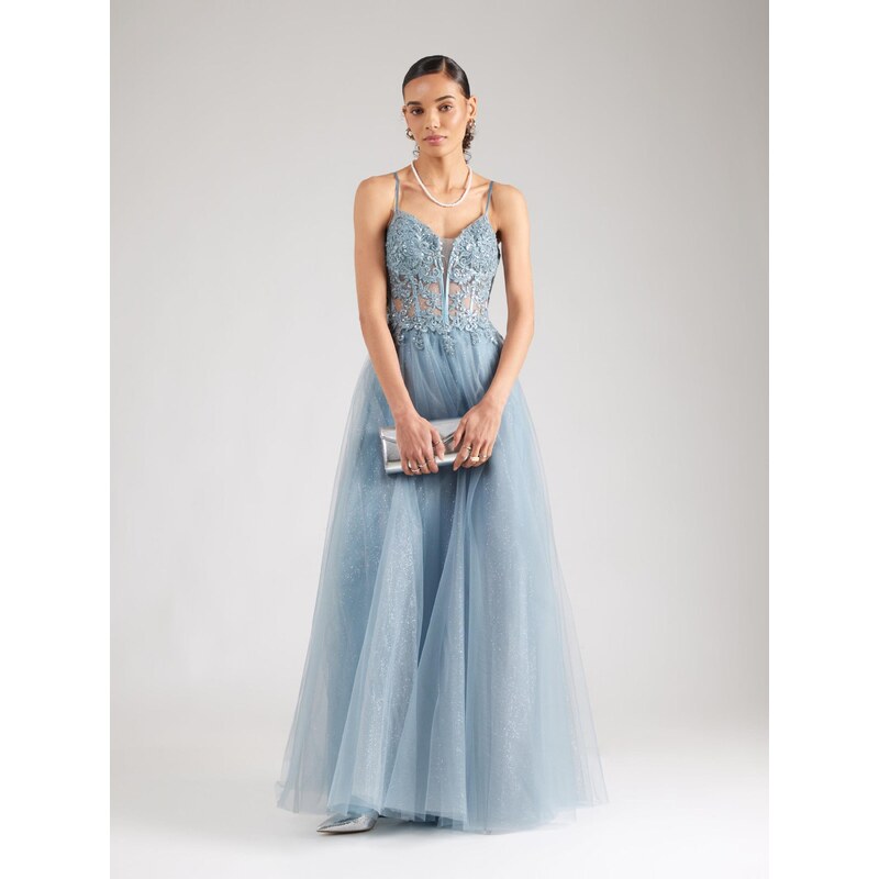 LUXUAR Večerna obleka dimno modra