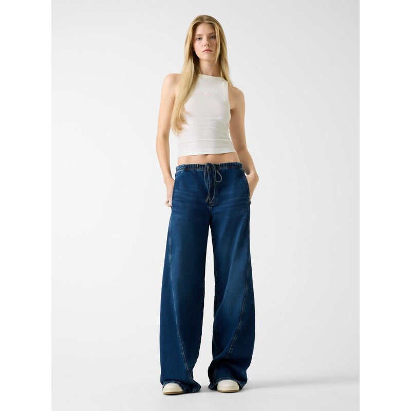 GUESS JEANS Top pesek / svetlo modra / roza