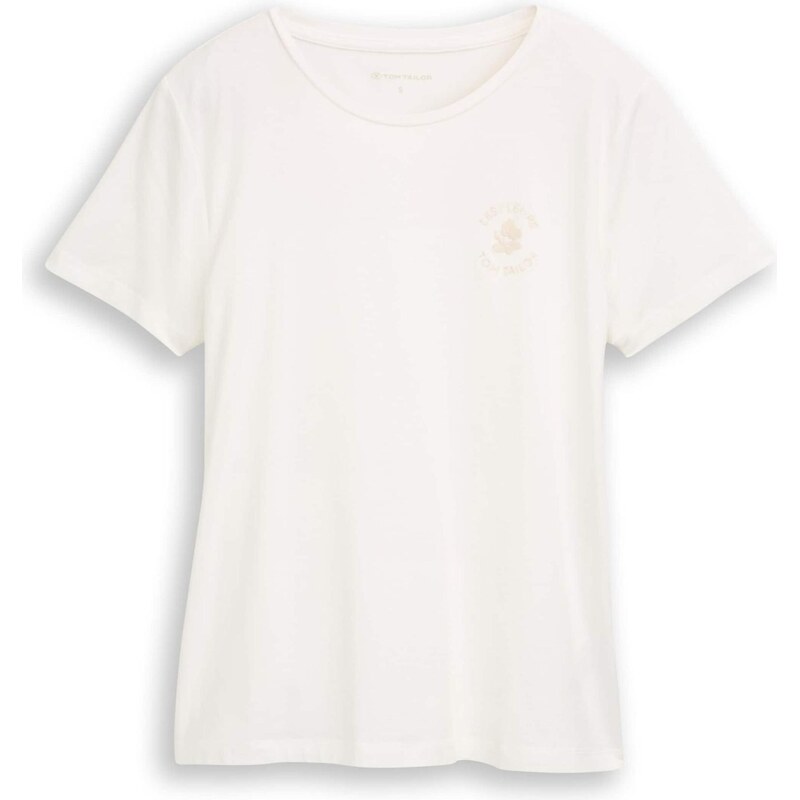 TOM TAILOR Majica svetlo bež / bela