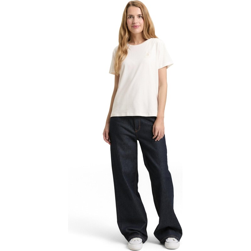 TOM TAILOR Majica svetlo bež / bela