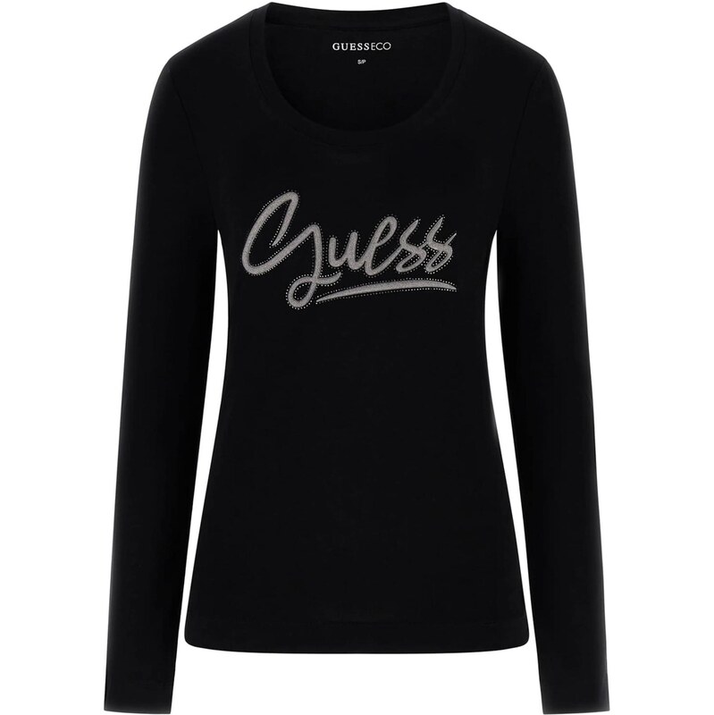 GUESS Majica črna / srebrna
