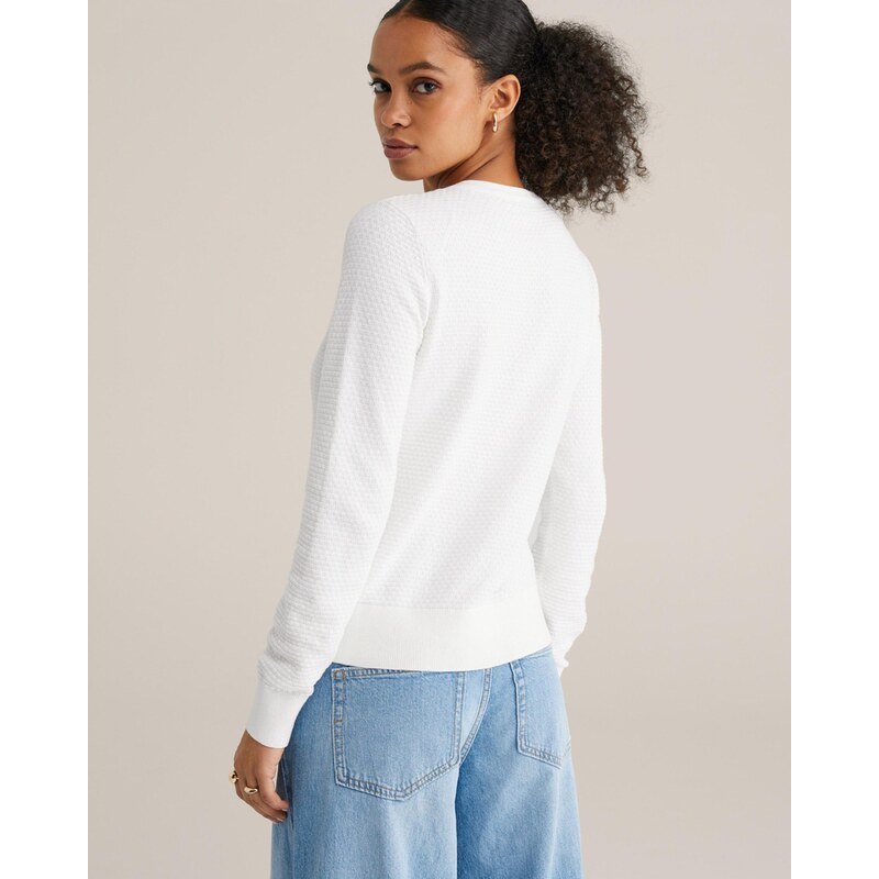 WE Fashion Pletena jopa off-bela