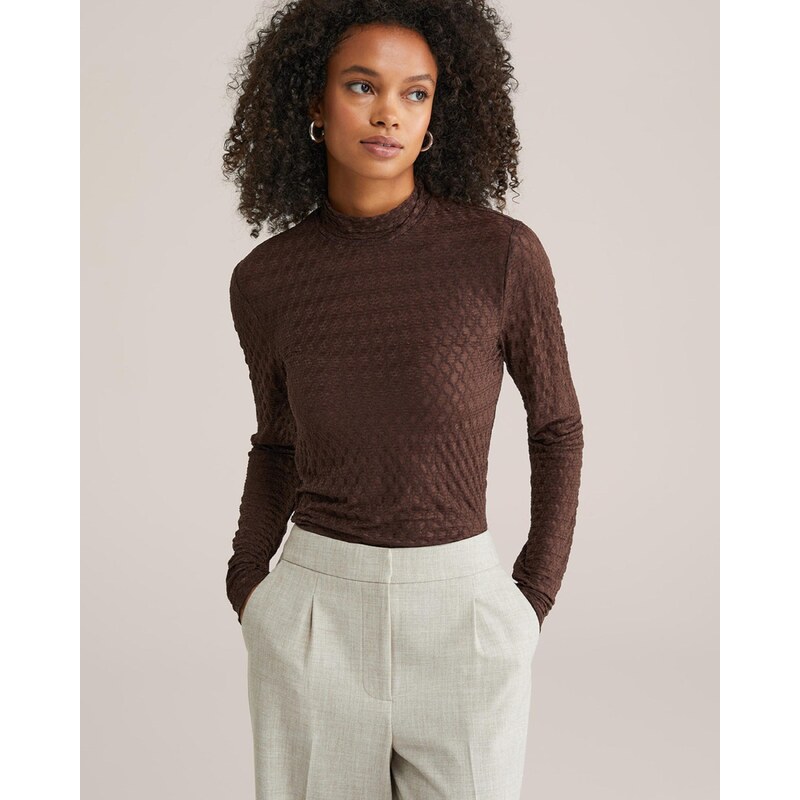 WE Fashion Majica temno rjava