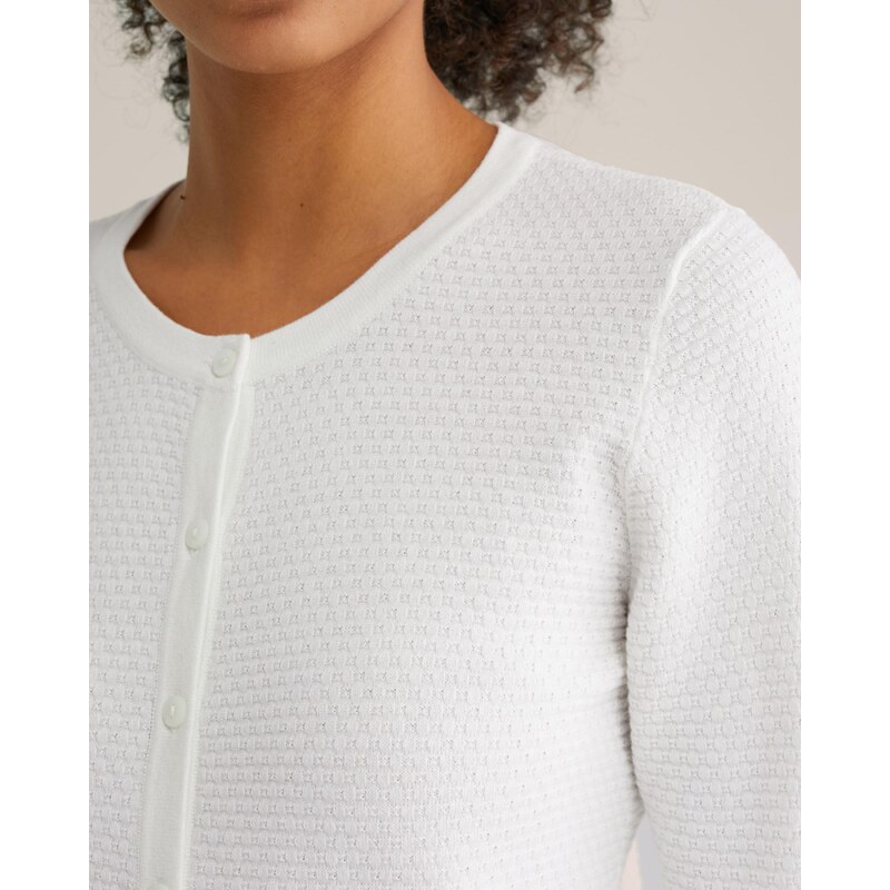 WE Fashion Pletena jopa off-bela