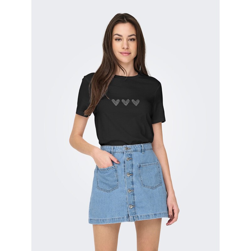 ONLY Majica 'ONLARIANA' črna / srebrna