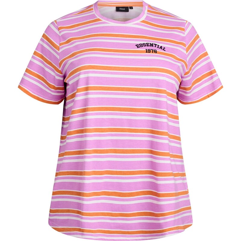 Zizzi Majica 'Mallis' oranžna / svetlo roza / črna / bela