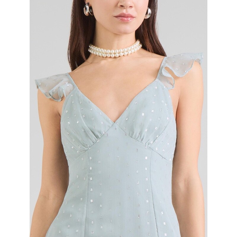 Maya Deluxe Večerna obleka 'Georgette' nebeško modra / srebrna