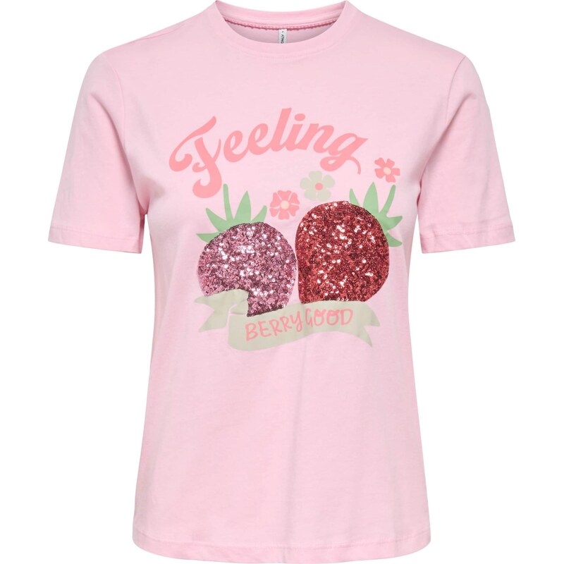 ONLY Majica 'ONLKITA' svetlo zelena / roza / svetlo roza / karminsko rdeča