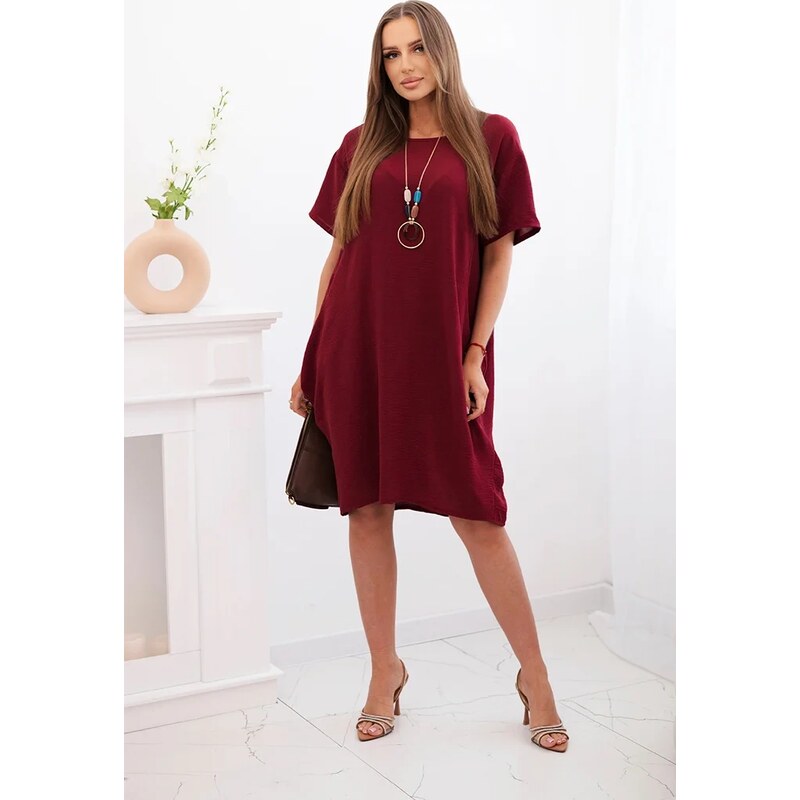 Kesi Włoski Dress with pockets and pendant burgundy