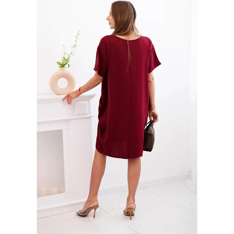 Kesi Włoski Dress with pockets and pendant burgundy