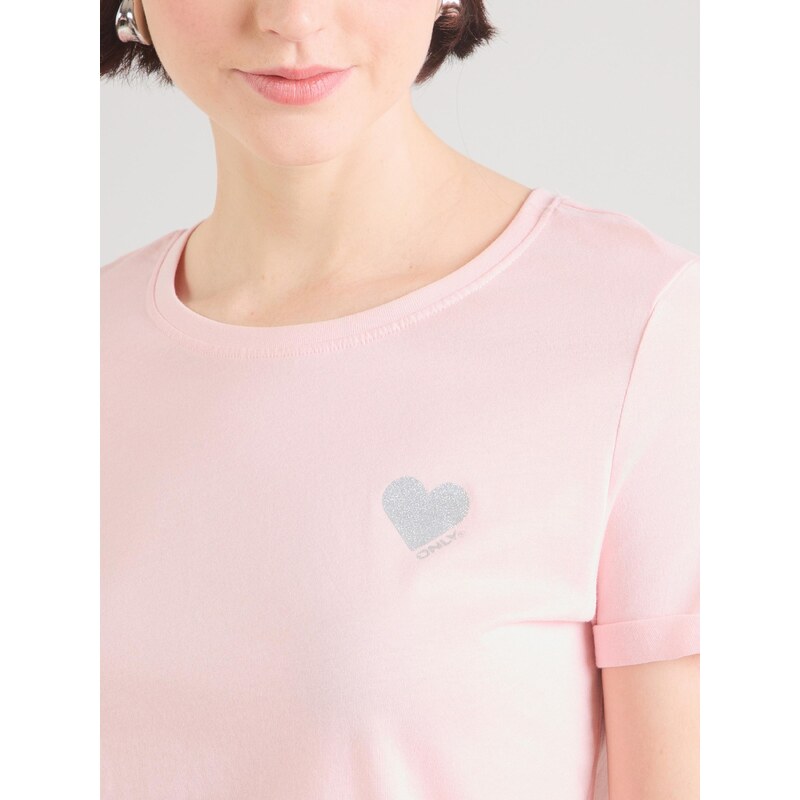 ONLY Majica 'ONLKita' roza / srebrna
