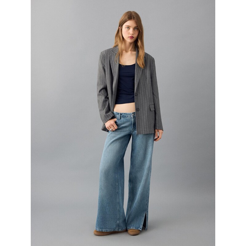 MANGO TEEN Blazer 'Rosep' bež / temno siva