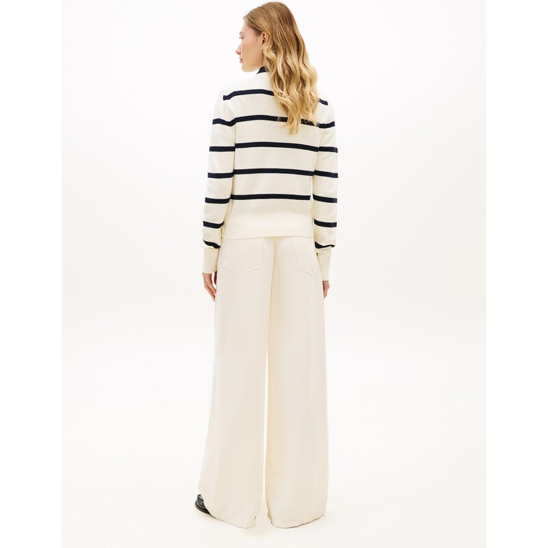 TOMMY HILFIGER Pletena jopa kremna / mornarska