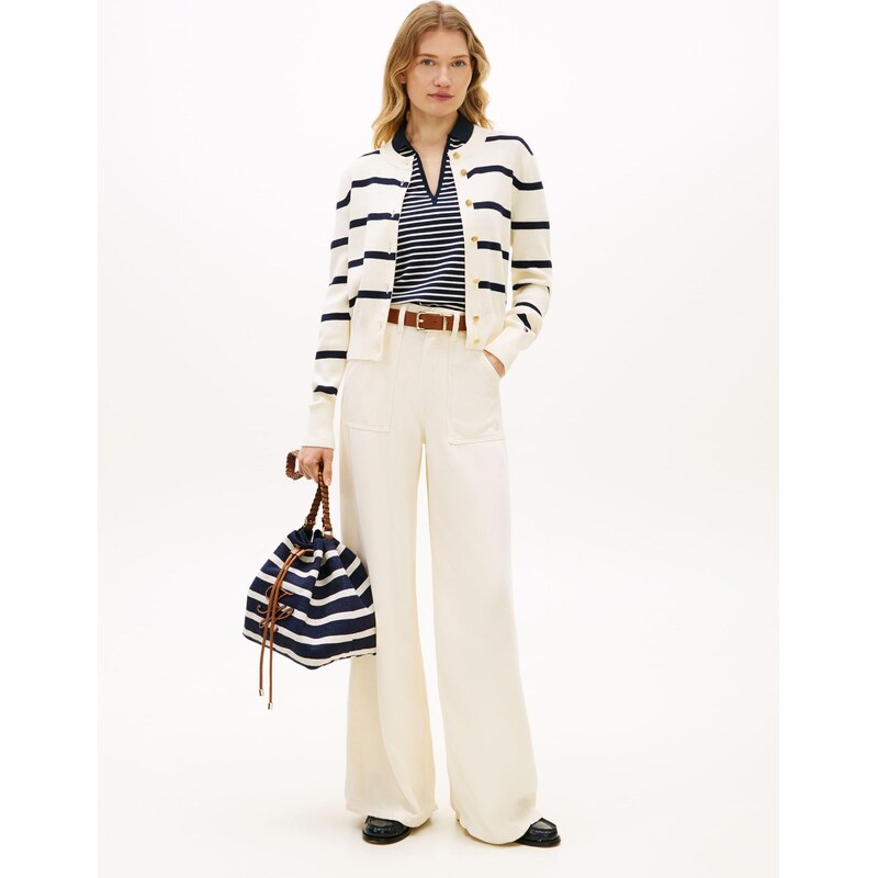 TOMMY HILFIGER Pletena jopa kremna / mornarska