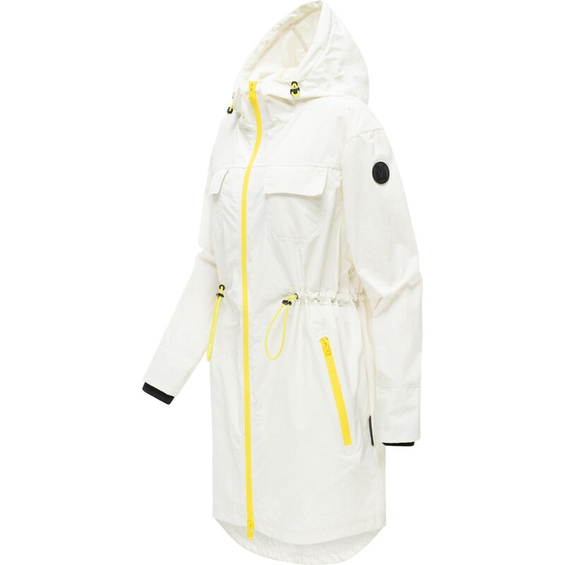 MARIKOO Prehodna jakna 'Trüffelbonbon 16' neonsko rumena / off-bela