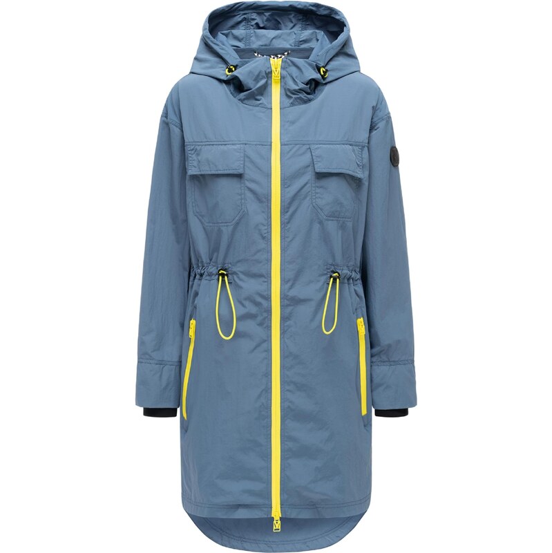 MARIKOO Prehodna jakna 'Trüffelbonbon' golobje modra / neonsko zelena