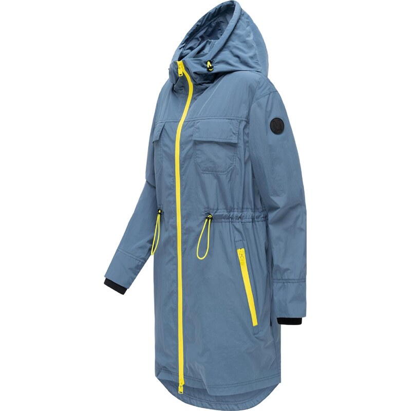 MARIKOO Prehodna jakna 'Trüffelbonbon' golobje modra / neonsko zelena