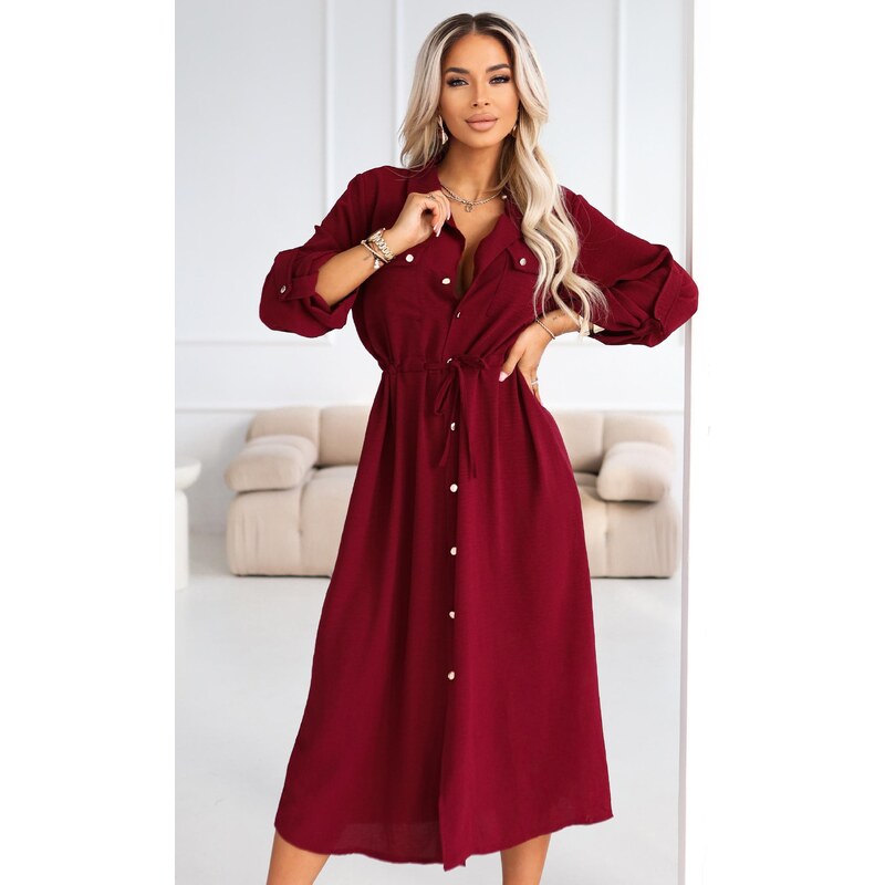 Bordo srajčna obleka Numoco Basic