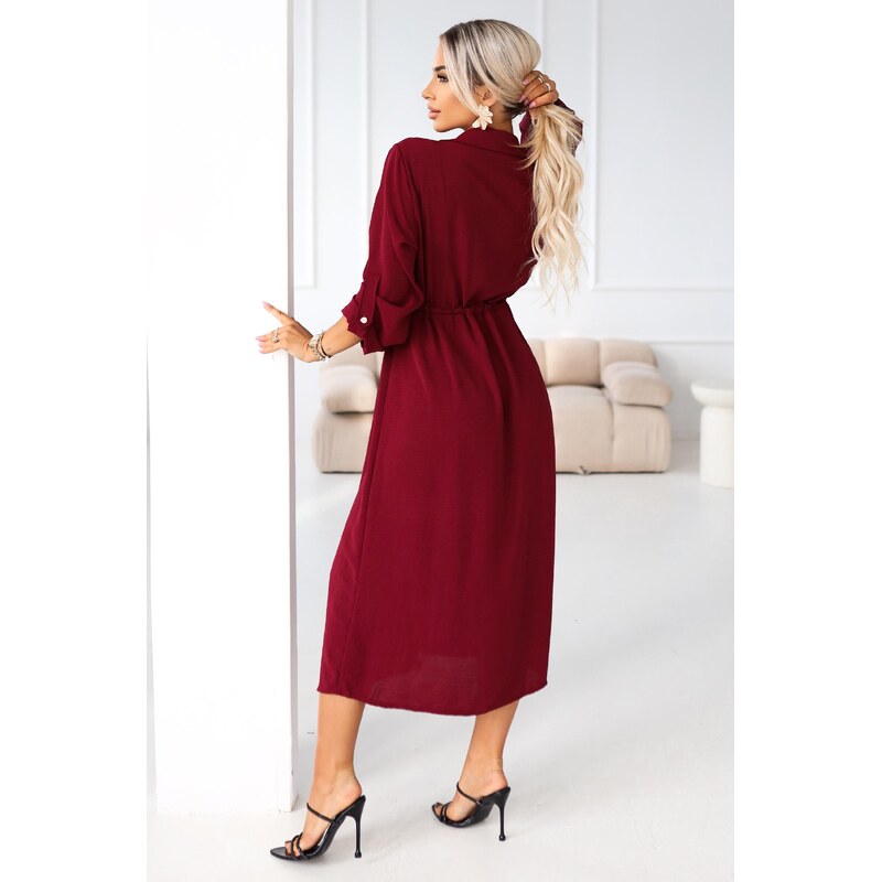 Bordo srajčna obleka Numoco Basic