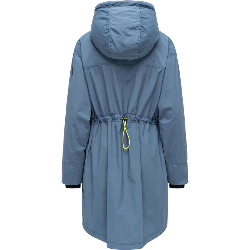 MARIKOO Prehodna jakna 'Trüffelbonbon' golobje modra / neonsko zelena