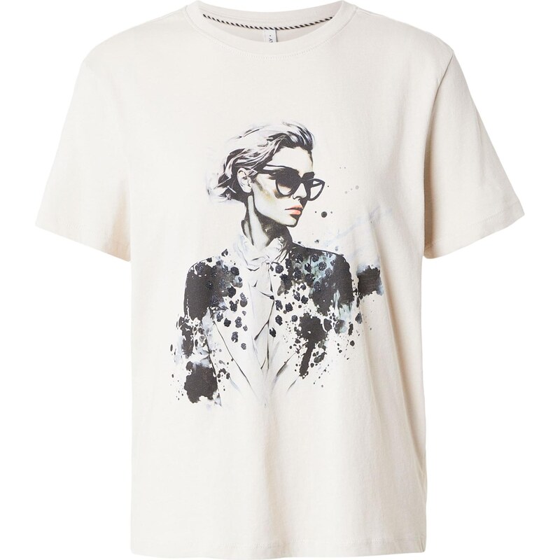 ONLY Majica 'ONLKITA' kamen / žad / črna / bela