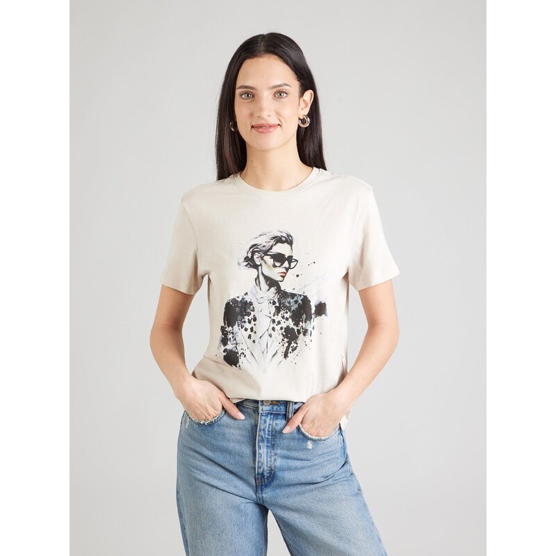 ONLY Majica 'ONLKITA' kamen / žad / črna / bela