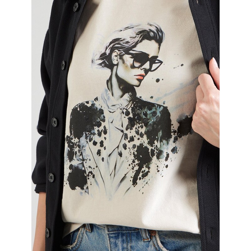 ONLY Majica 'ONLKITA' kamen / žad / črna / bela