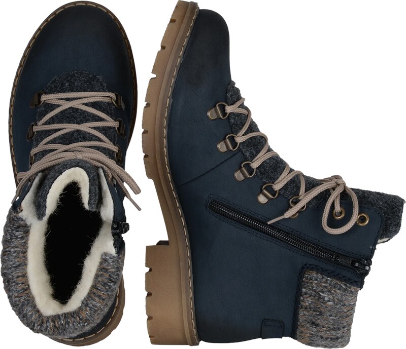 Rieker Gležnarji z vezalkami mornarska / siva / temno siva