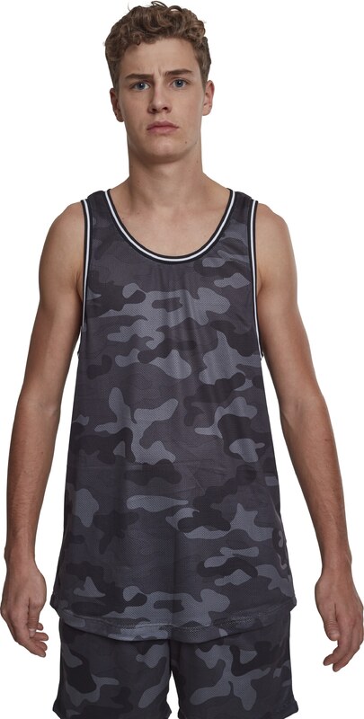Urban Classics Majica 'Camo Mesh' siva / temno siva / črna