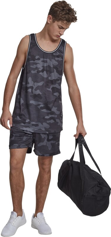 Urban Classics Majica 'Camo Mesh' siva / temno siva / črna