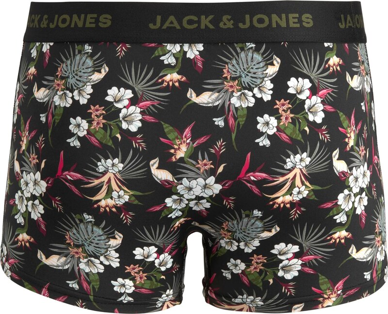 JACK & JONES Boksarice 'JACFlower' zelena / vinsko rdeča / črna / bela