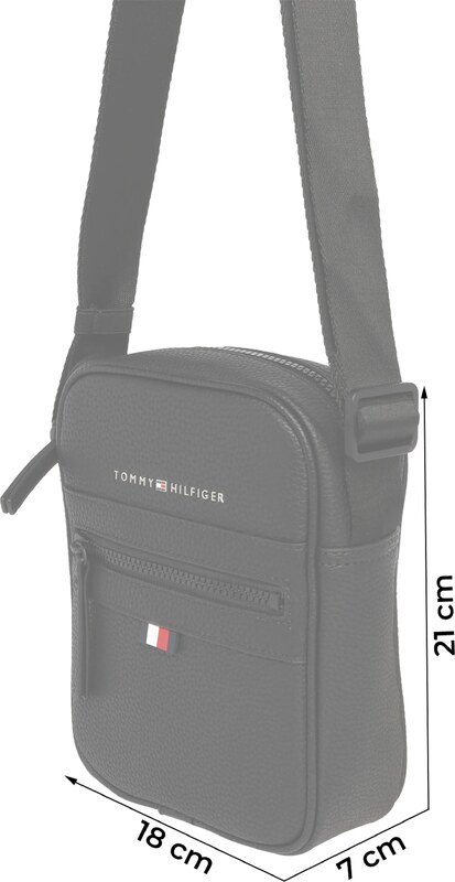 TOMMY HILFIGER Torba za čez ramo 'Essential' rdeča / črna / bela