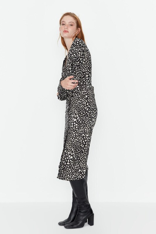 Trendyol večbarvna vzorčasta srajčna obleka