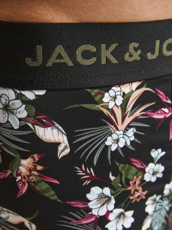 JACK & JONES Boksarice 'JACFlower' zelena / vinsko rdeča / črna / bela