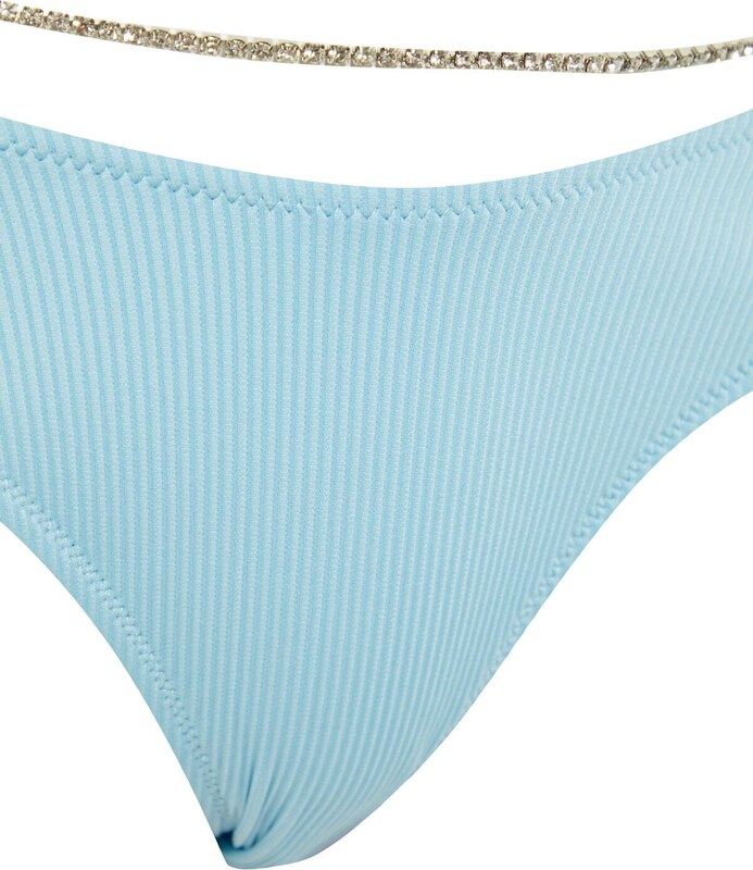 Trendyol modre kroglice so dodatno teksturirane dno bikinija z običajnimi nogami