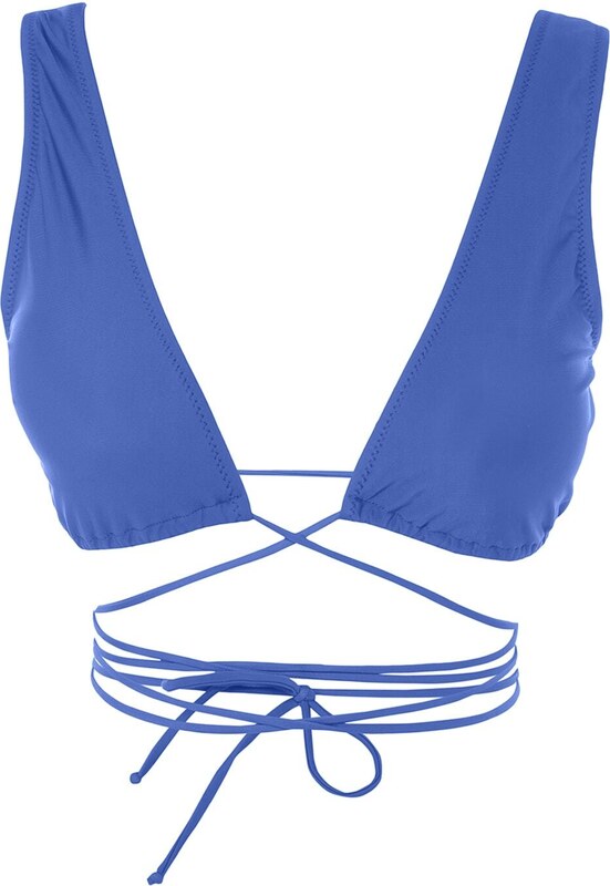 Trendyol Navy Blue Triangle Tie Bikini Top