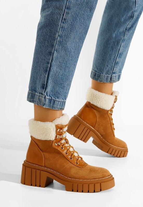 Zapatos Gležnjarji s kosmateno podlogo Latisha kamela