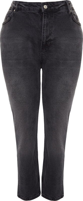 Trendyol krivulja Črni visok pas Mama Jeans