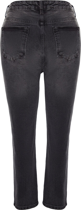 Trendyol krivulja Črni visok pas Mama Jeans