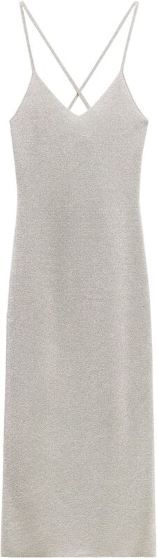MANGO Pletena obleka 'Tiffany' srebrno-siva