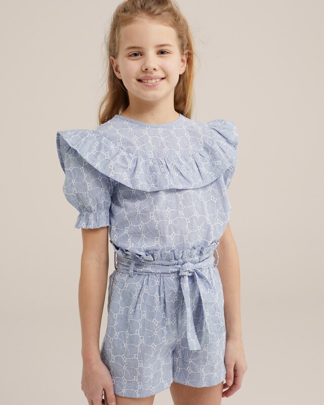 WE Fashion Bluza svetlo modra / bela