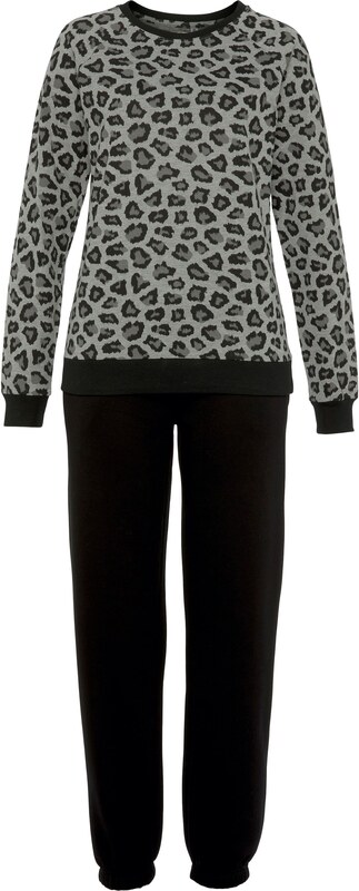 VIVANCE Pižama siva / pegasto siva / črna