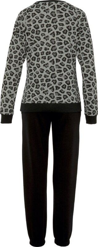 VIVANCE Pižama siva / pegasto siva / črna