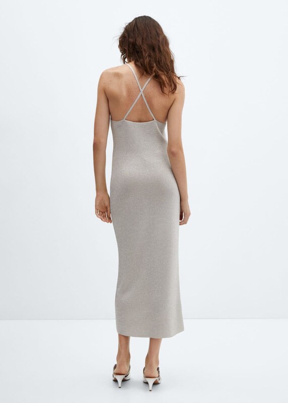 MANGO Pletena obleka 'Tiffany' srebrno-siva