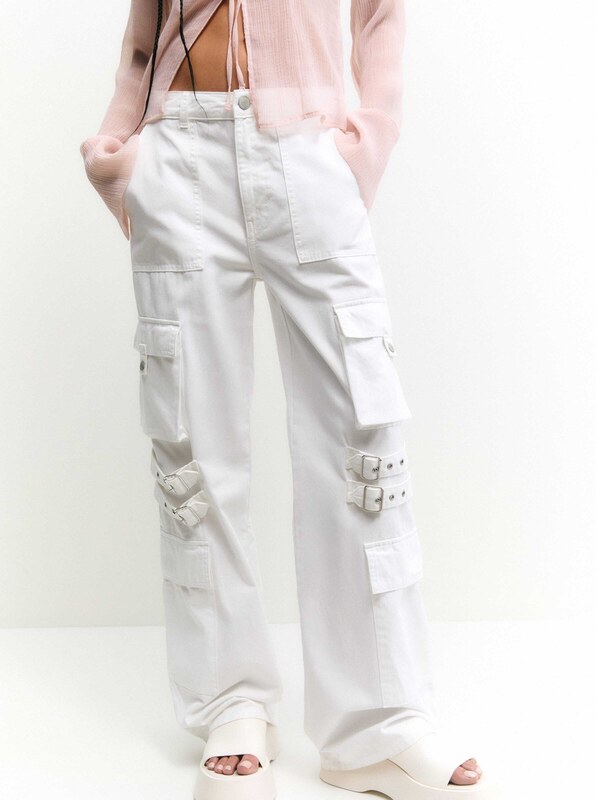 Pull&Bear Kargo kavbojke bela